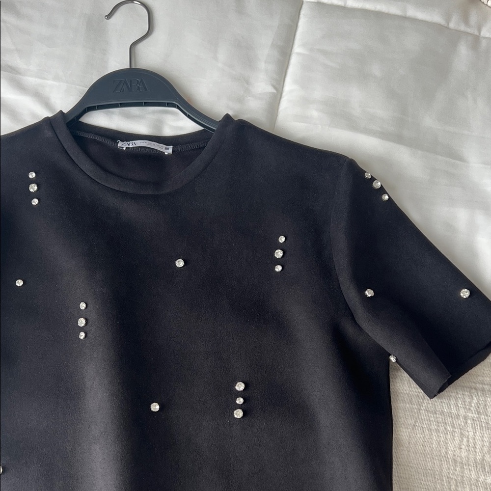Zara Black Tee Dress with glitz